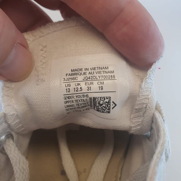 Converse All Star White Canvas Sneakers Youth's Size 13 Lace Up - Picture 6 of 7